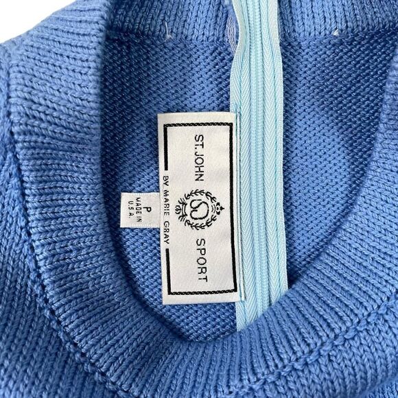 St. John Sport Womens Petite Blue Striped Long Sleeve Top - Picture 3 of 9